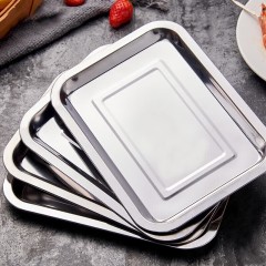 巴锡不锈钢烤盘 烧烤盘子 托盘 餐盘 铁盘 烧烤工具配件大号27*20*2